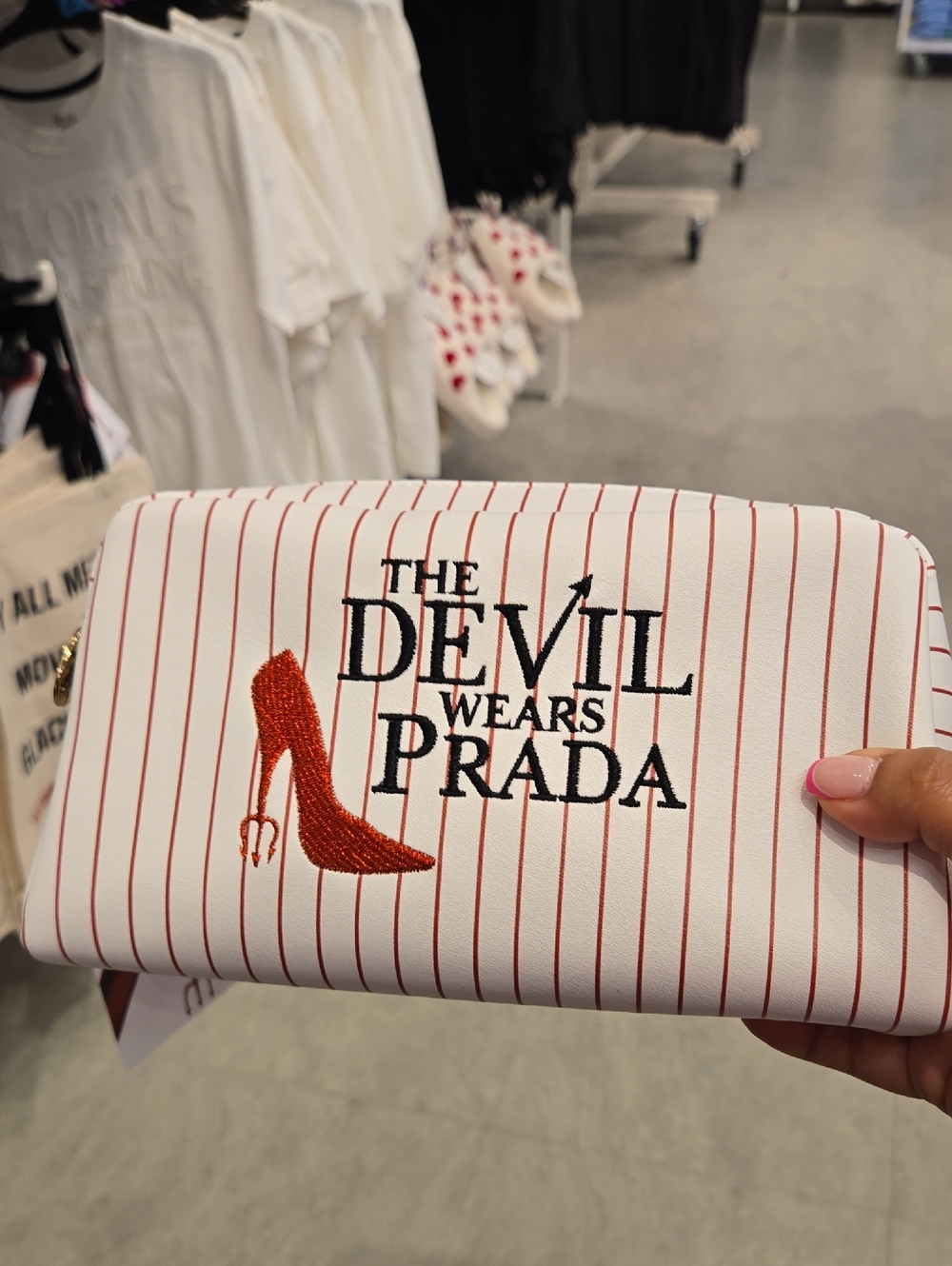 The Devil Wears Prada The Movie Striped Cosmetic Pouch - White & Red, Primark - Picture 2 of 4